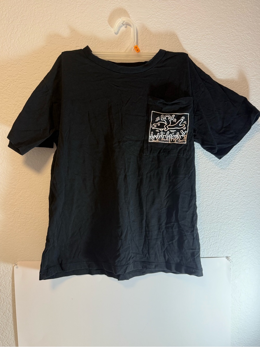 Keith Haring T-Shirt Black With White Signature On Back Size 10/12 Great Quality